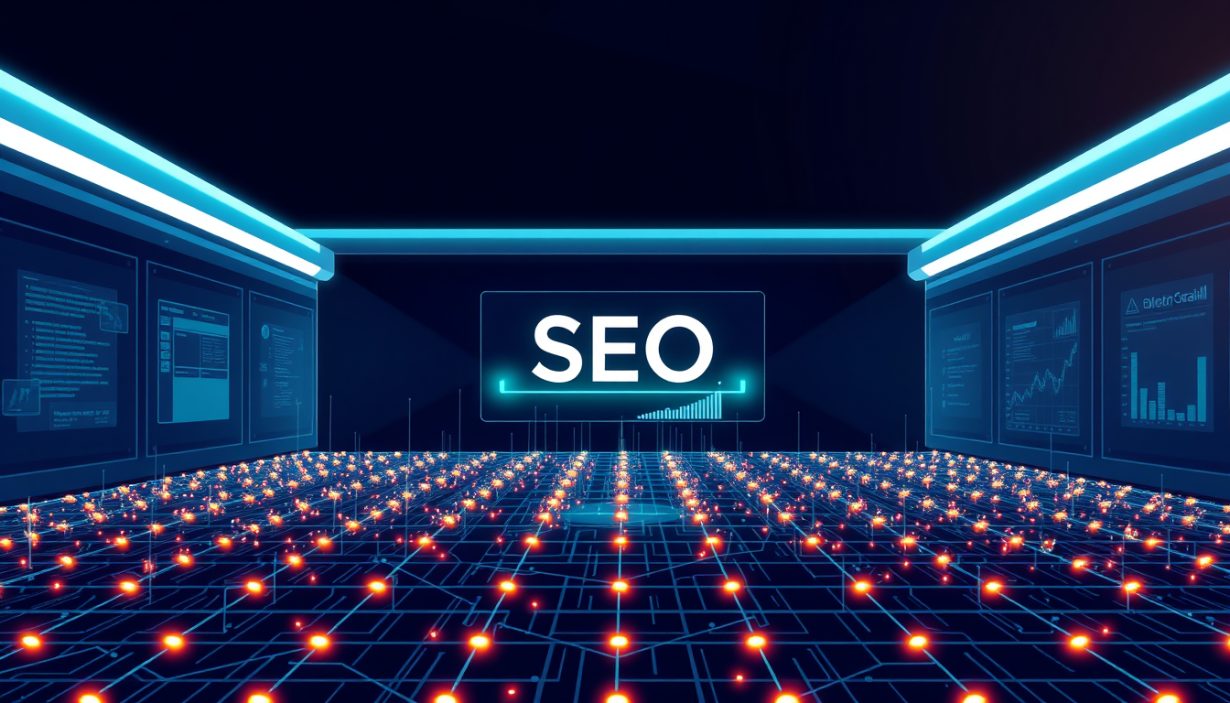 A clean, minimalist visualization of PR signals flowing into a structured technical SEO foundation