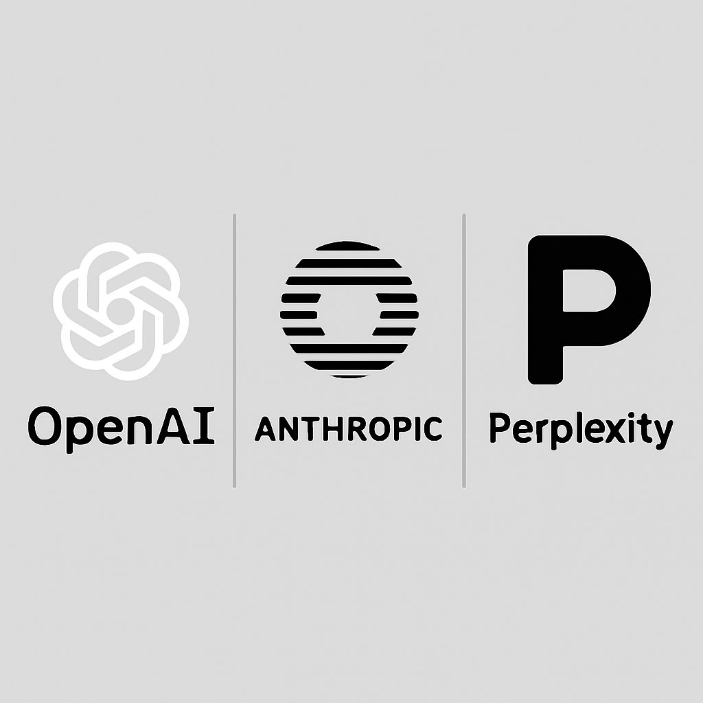 Logo montage: OpenAI, Anthropic, Perplexity