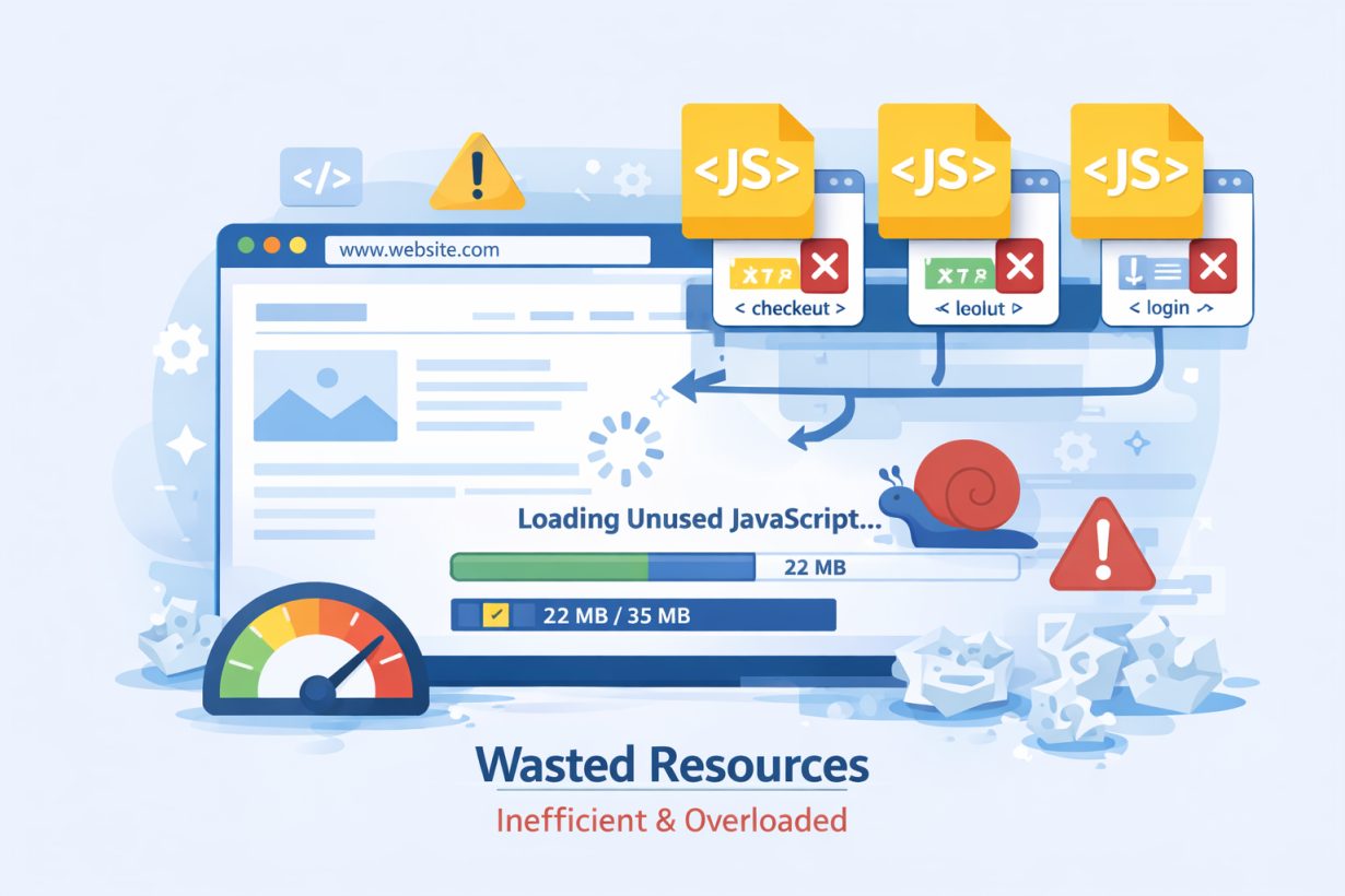Code splitting diagram showing JavaScript chunks loaded per route