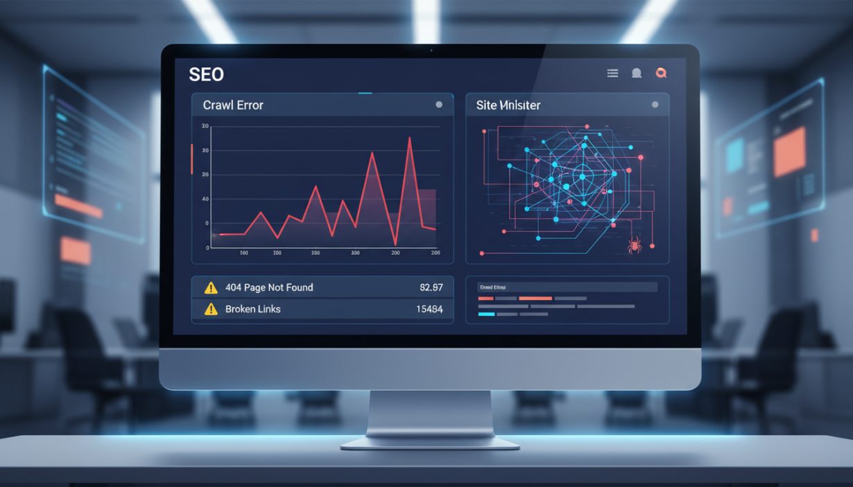 Dashboard showing crawl stats and error graphs