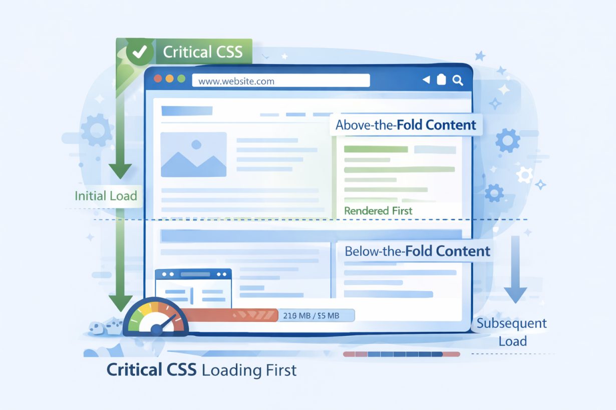 Critical CSS vs non-critical CSS loading diagram