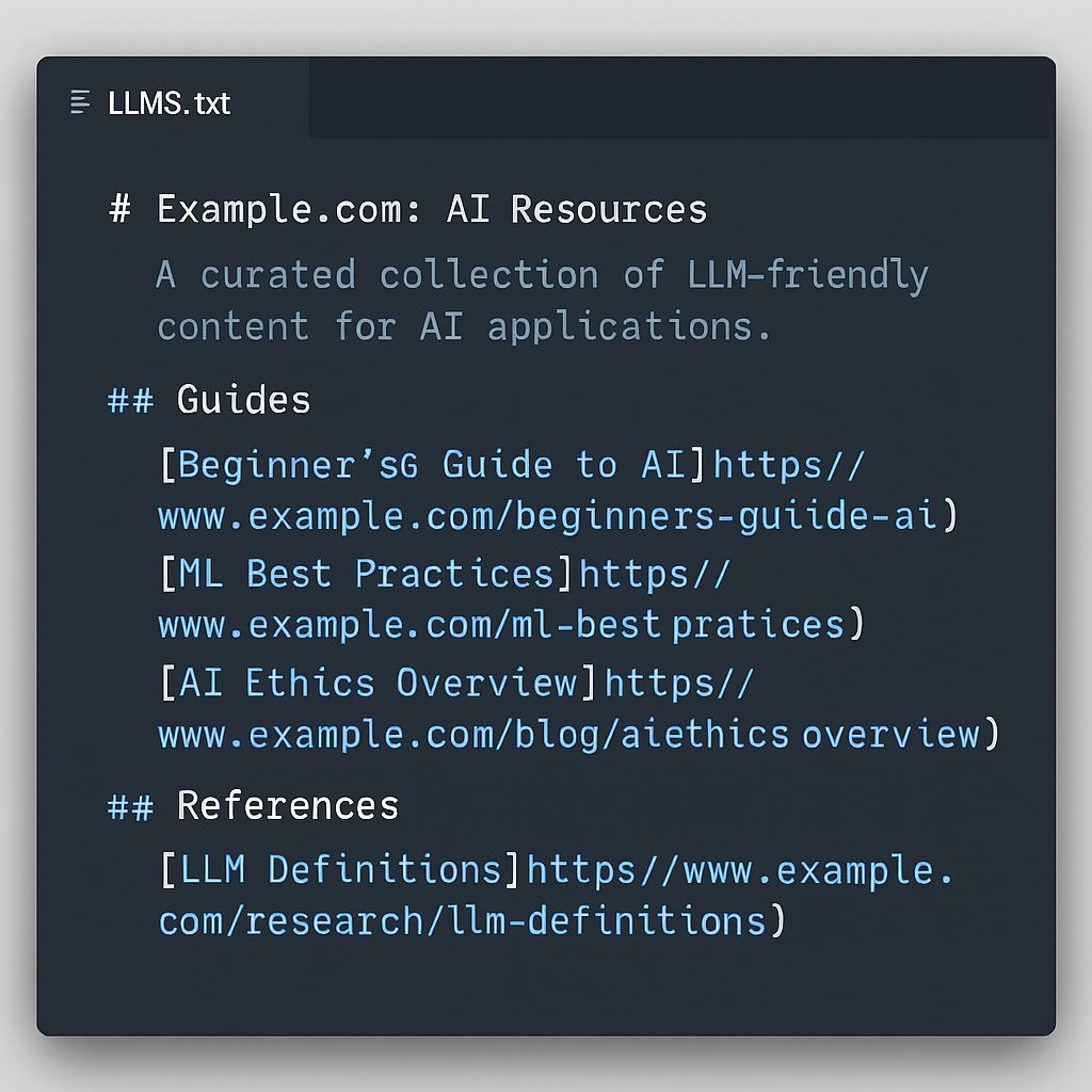 Sample: Screenshot of an LLMS.txt file in a code editor
