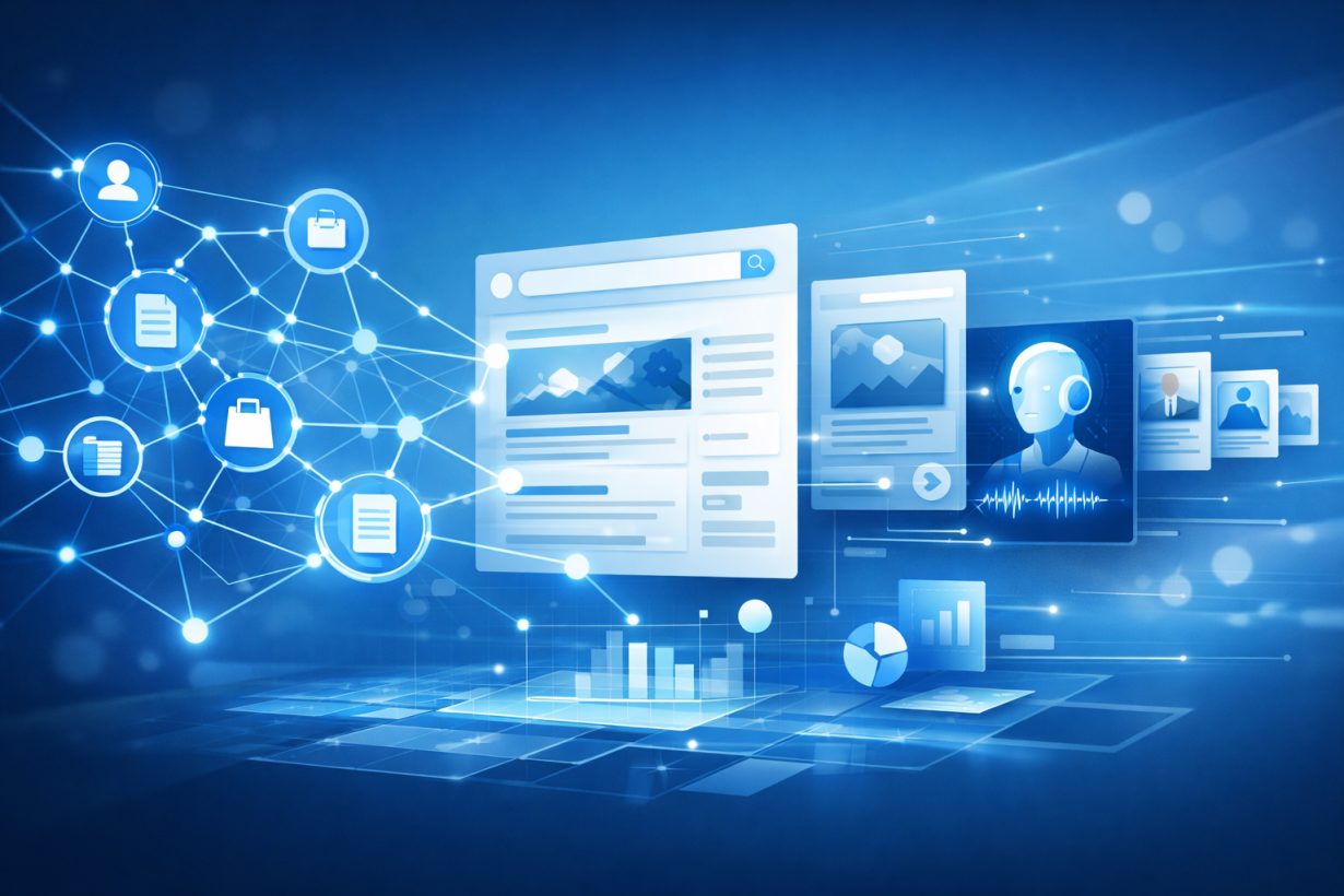 Abstract illustration of structured data connecting search results