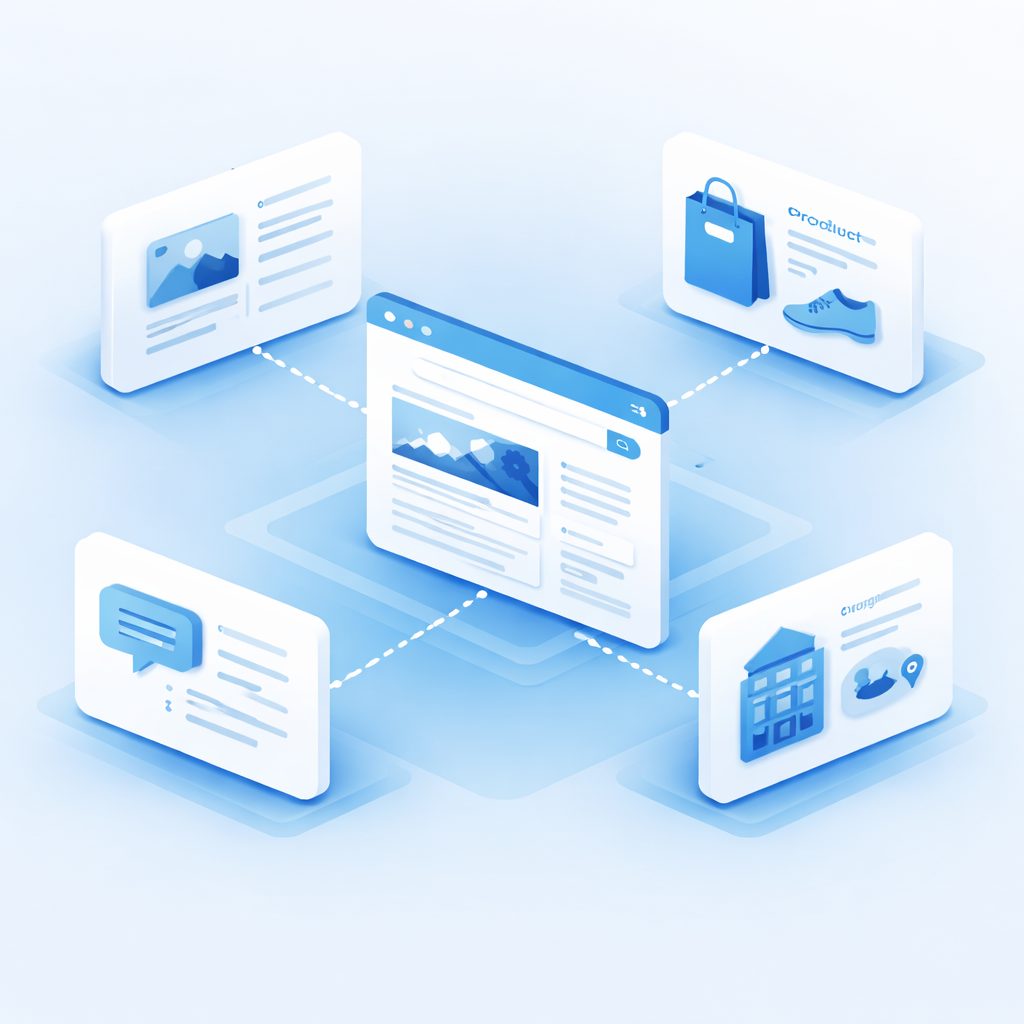 Diagram showing different schema types used on a website