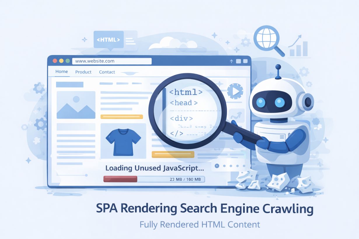 Search engine crawling an SPA with rendered content