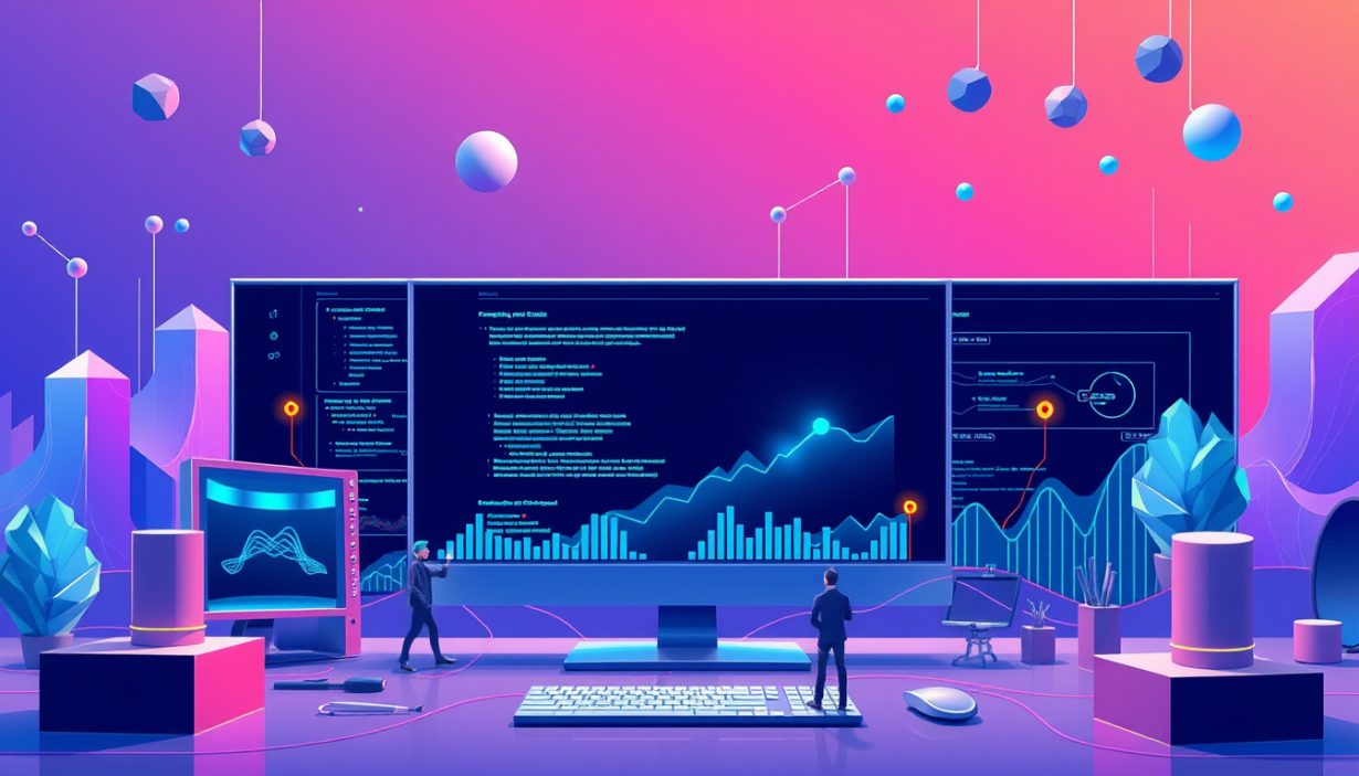A conceptual visualization of an AI-driven image gallery interface showing interconnected nodes of visual data.